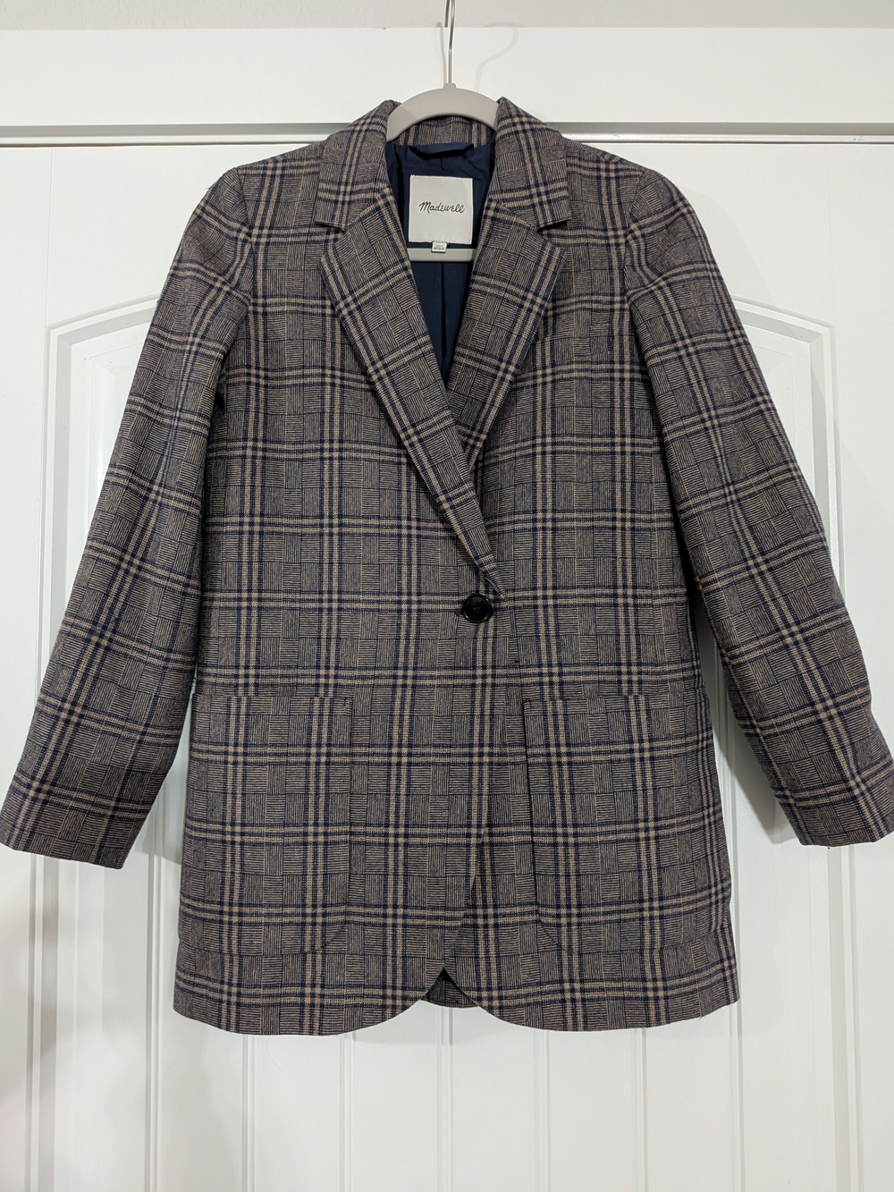 Madewell Larson Plaid Wool Blend Single-Button Blazer Jacket Office Academic